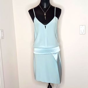 Mason Silk Baby Blue Slip Asymmetrical Mini Dress - 6